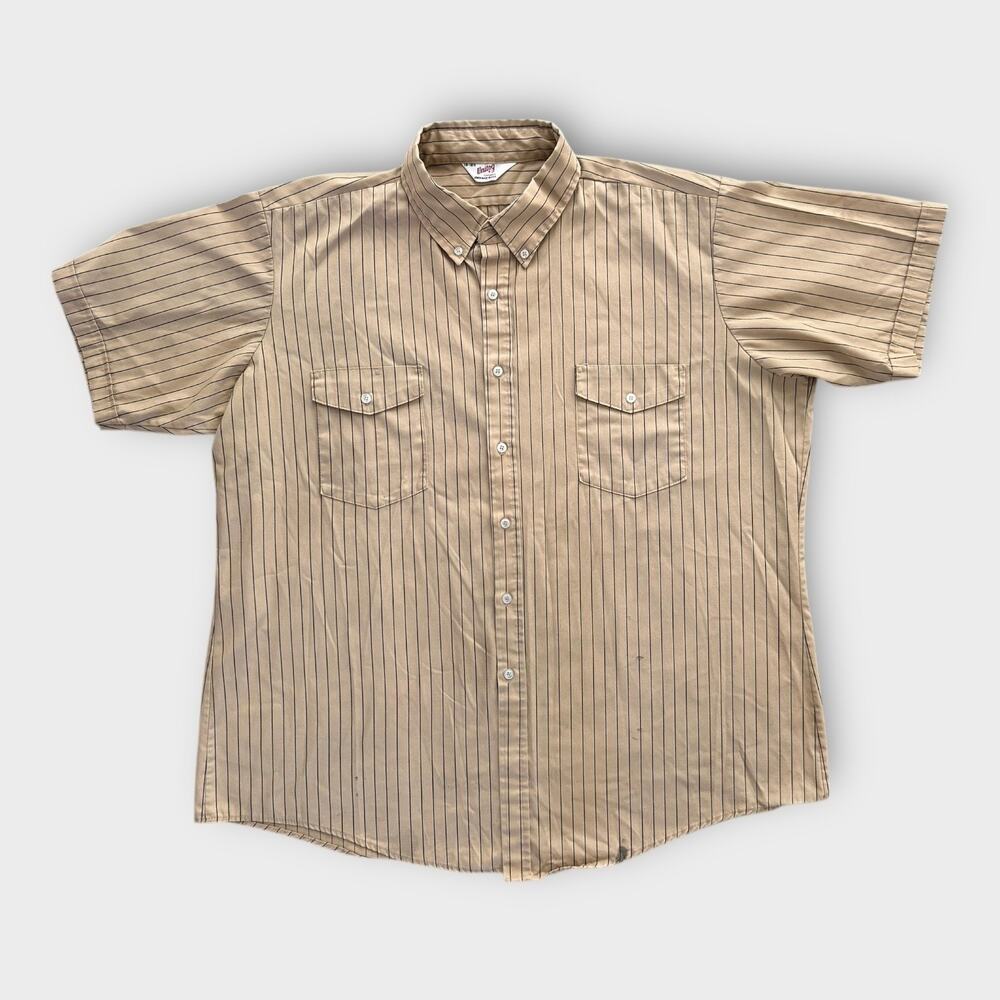 Vintage Unitog Company Coke Stripe Work Shirt Short Grunge Rockabilly Men's 3XL